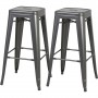 Tabouret de bar 70103GR - JAKE Gris - Lot de 2