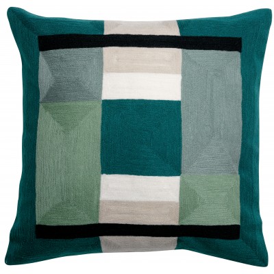 Coussin Dea brodé Paon 45 x 45