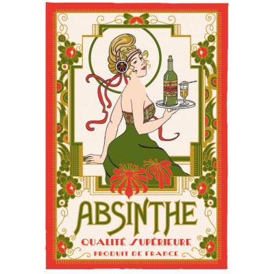 Torchon Imprime Absinthe Ecru 48 X 72