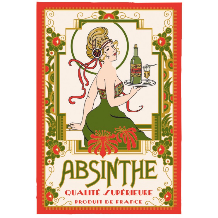 Torchon Imprime Absinthe Ecru 48 X 72