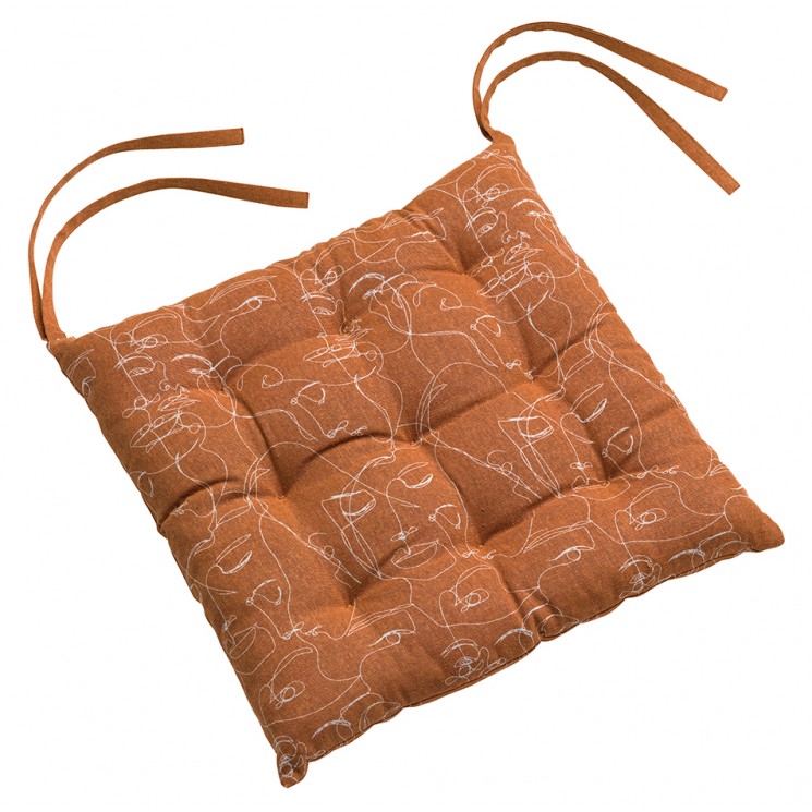 Galette de chaise 9 points Nymphea Cognac 38 x 38 x 3 cm