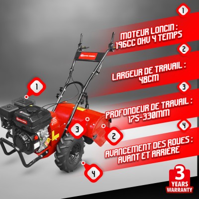 Rotovateur 212cc largeur de travail 48cm