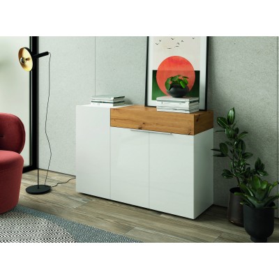 BUFFET U-12 fait(e) de 1 module(s) pour une largeur de 120cm de la collection AURA.2 finition(s) BLANC et ARTISAN