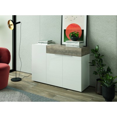 BUFFET U-12 fait(e) de 1 module(s) pour une largeur de 120cm de la collection AURA.2 finition(s) BLANC et ORGANIC