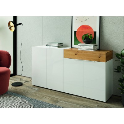 BUFFET U-13 fait(e) de 1 module(s) pour une largeur de 160cm de la collection AURA.2 finition(s) BLANC et ARTISAN