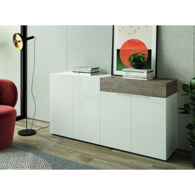 BUFFET U-13 fait(e) de 1 module(s) pour une largeur de 160cm de la collection AURA.2 finition(s) BLANC et ORGANIC