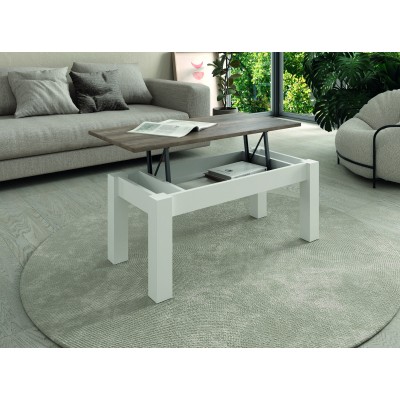 TABLE BASSE ELEVABLE M-502 fait(e) de 1 module(s) pour une largeur de 100cm de la collection AURA.2 finition(s) BLANC et ORGANIC