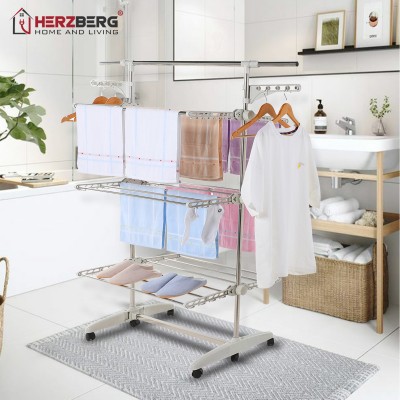 Herzberg HG-5015; Séchoir à linge pliable multifonction  Blanc