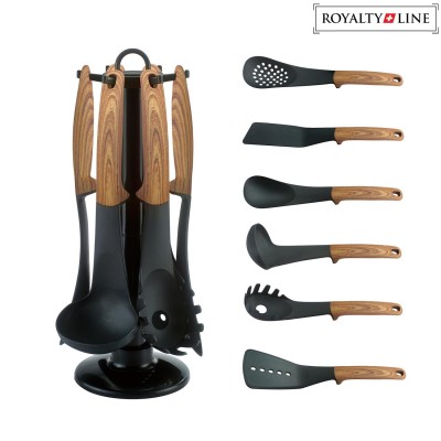 Royalty Line Ensemble d'outils de cuisine 7 pièces - Accent bois