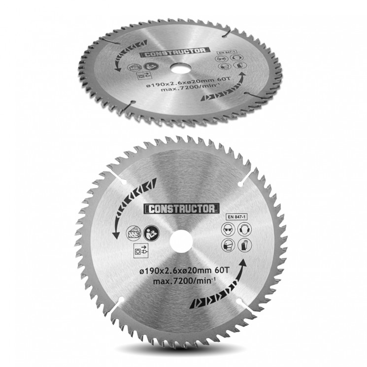 Lame 190mm - 60 dents pour scie plongeante Constructor