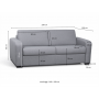 DYLAN - Canapé convertible système couchage express 3 places en tissu - Gris clair