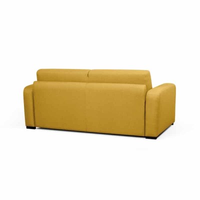 DYLAN - Canapé convertible système couchage express 3 places en tissu - Jaune