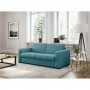 DYLAN - Canapé convertible système couchage express 3 places en tissu - Bleu canard