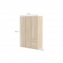 Armoire 3 portes + 3 tiroirs L121 x H180 cm - Blanc/chêne