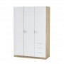 Armoire 3 portes + 3 tiroirs L121 x H180 cm - Blanc/chêne