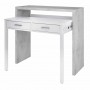 Bureau console extensible 2 tiroirs L100 cm - Blanc/béton