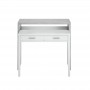 Bureau console extensible 2 tiroirs L100 cm - Blanc/béton