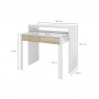 Bureau console extensible 2 tiroirs L100 cm - Blanc/béton