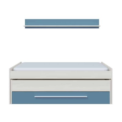 Lit Gigogne (190x90 + 180x90) sans sommier, avec 1 tiroir et 1 étagère