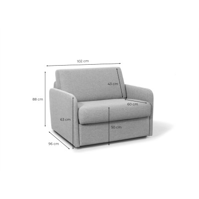 DAN - Fauteuil couchage rapide 70x190 en tissu - Gris clair