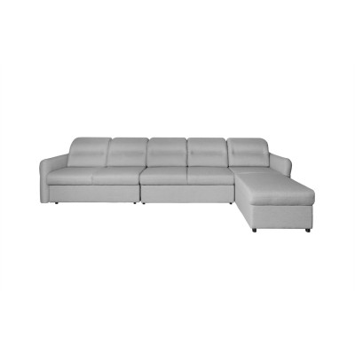 Canapé panoramique modulable convertible avec coffre en tissu - Gris clair