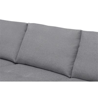 Canapé d'angle panoramique convertible avec coffre en tissu - Gris clair