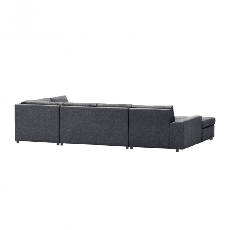 Canapé d'angle panoramique convertible avec coffre en tissu - Gris foncé