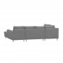 OKTAV-U - Canapé d'angle panoramique scandinave convertible en tissu - Gris clair