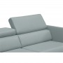 LULU - Canapé d'angle fixe avec têtières en tissu et pieds métal - Bleu céladon