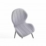 Lot de 2 chaises arrondies en tissu avec pieds en métal noir - Gris