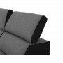 Canapé d'angle réversible convertible avec têtières et coffre en simili et tissu - Gris/noir