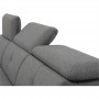KADY - Canapé d'angle fixe convertible avec coffre et têtières en simili et tissu - Gris foncé