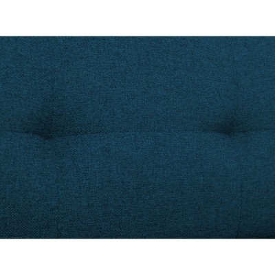 VIKY - Canapé d'angle réversible convertible avec têtières en tissu et pieds chromés - Bleu pétrole