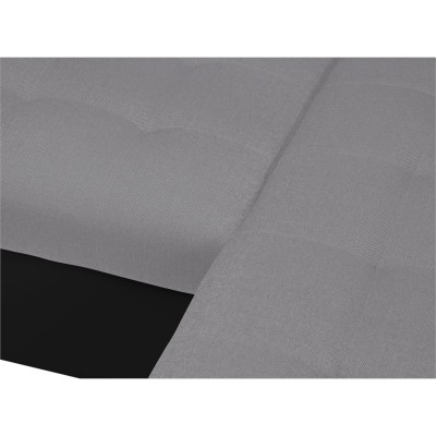 LIDIA - Canapé d'angle convertible avec coffre et tetières en simili et tissu - Gris/noir