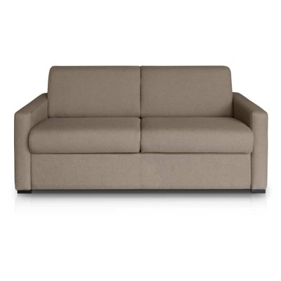 DYLAN PREMIUM - Canapé convertible système couchage express matelas 17cm 3 places en tissu - Beige