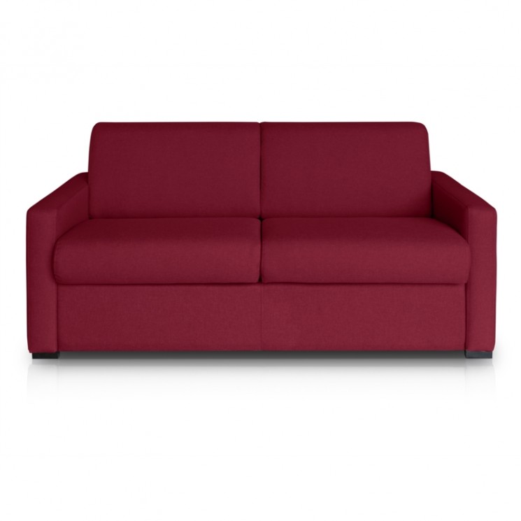 DYLAN PREMIUM - Canapé convertible système couchage express matelas 17cm 3 places en tissu - Bordeaux