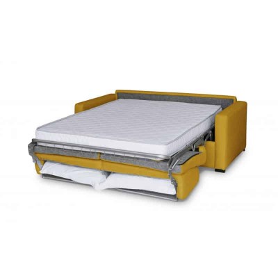 DYLAN PREMIUM - Canapé convertible système couchage express matelas 17cm 3 places en tissu - Jaune