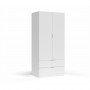 Armoire penderie 2 portes + 2 tiroirs L81 x H180 cm - Blanc