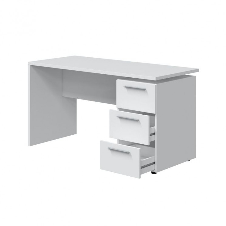 Bureau avec caisson 3 tiroirs L138 cm - Blanc