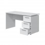 Bureau avec caisson 3 tiroirs L138 cm - Blanc