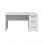 Bureau avec caisson 3 tiroirs L138 cm - Blanc