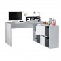 Bureau avec caissons multipositions L136 ou L203 cm - Blanc/béton