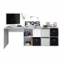 Bureau avec caissons multipositions L136 ou L203 cm - Blanc/béton