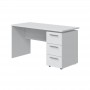 Bureau avec caisson 3 tiroirs L138 cm - Blanc