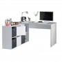 Bureau avec caissons multipositions L136 ou L203 cm - Blanc/béton