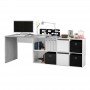 Bureau avec caissons multipositions L136 ou L203 cm - Blanc/béton