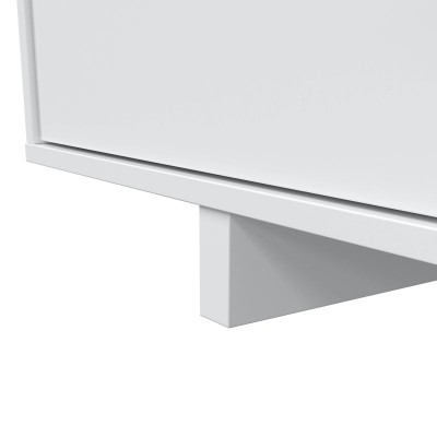 Meuble TV 3 portes et 1 niche L150 cm - Blanc/chêne