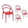 IBIZA - Lot de 4 chaises en polypropylène pour l'intérieur et l'extérieur - Rouge