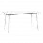 MAYLI - Table 140 cm plateau stratifié pour l'intérieur et l'extérieur - Blanc