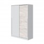 Armoire 2 portes coulissantes avec penderie L120 x H200 cm - Blanc/bois